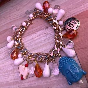 Buddha turquoise white good luck pendant elephant charm bracelet multi chain